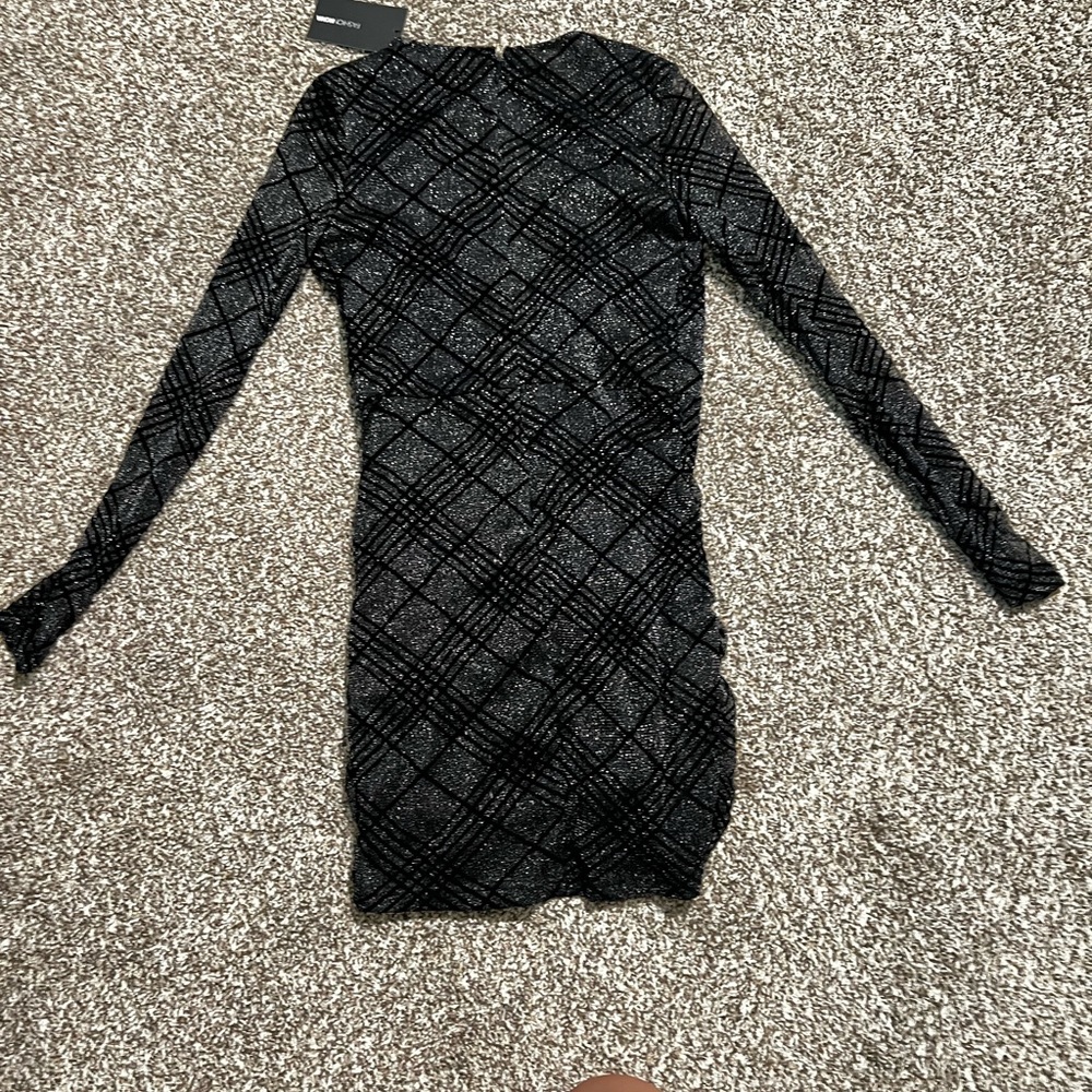 Grey/Black Sheer long sleeve mini dress